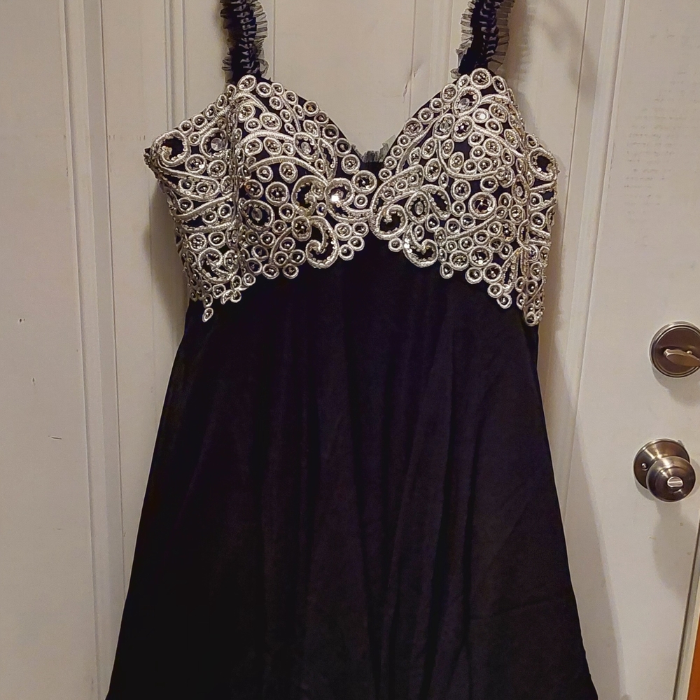 Plus Size Black Dress With Silver  Lace